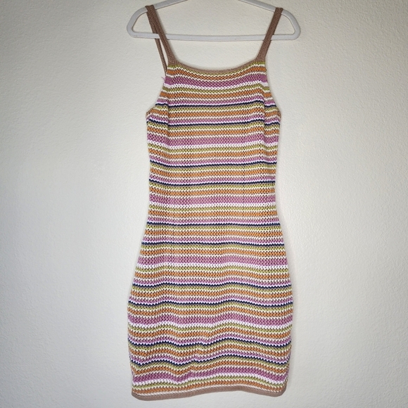 Olive + Oak Rainbow Crochet Swiftie Style Dress L - Picture 1 of 6